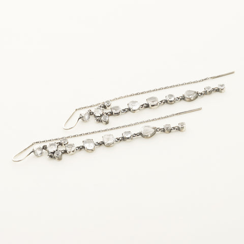 Long smoke quartz earrings - silver