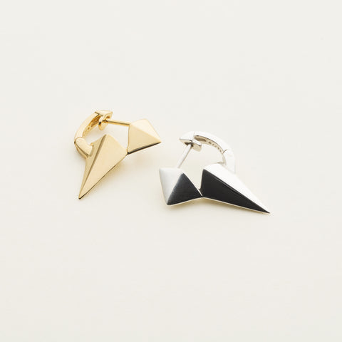 Long stud earring - gold plated