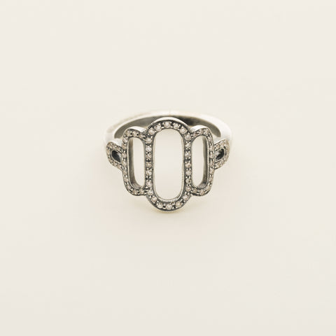 Lingerie ring - silver with diamonds