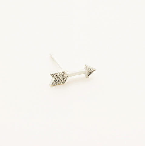 Arrow earring - silver with diamonds