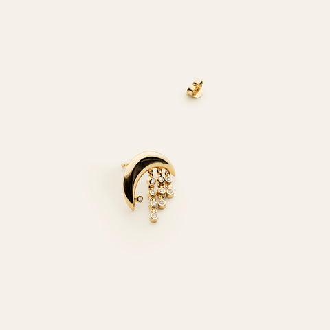 Moon earring - gold plated with diamonds