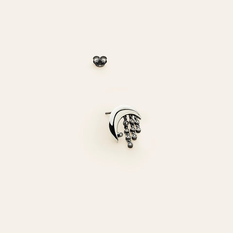 Moon earring - silver with diamonds