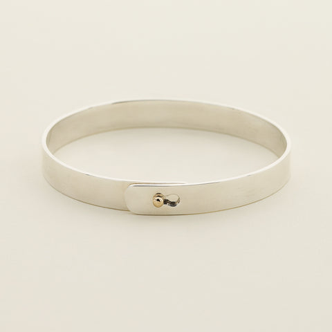 Click bracelet with 18k gold ball lock - silver