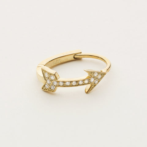 Arrow hoop earring - gold plated with diamonds