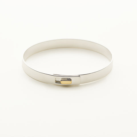 Click bracelet with 18k gold square lock - silver