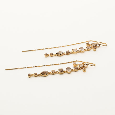 Long smoke quartz earrings - gold plated